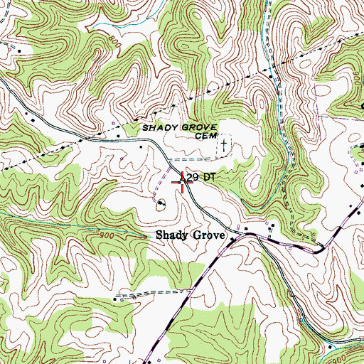 Topographic Map of Shady Grove School (historical), TN