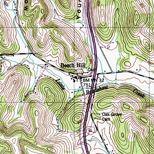 Topographic Map of Beech Hill School (historical), TN