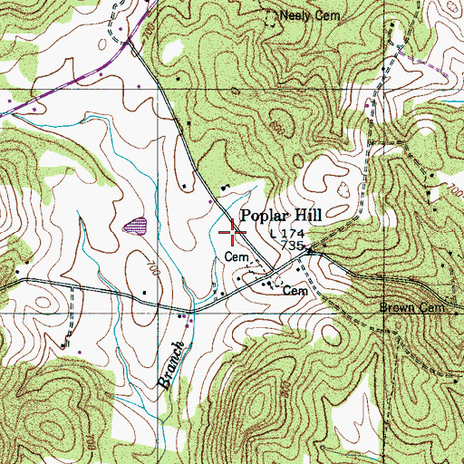 Topographic Map of Brown Chapel (historical), TN