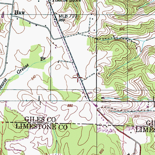 Topographic Map of Bullington Store (historical), TN