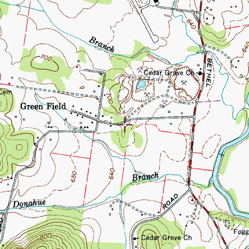 Topographic Map of Cedar Grove School (historical), TN