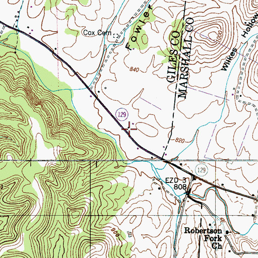 Topographic Map of Elk Valley Church (historical), TN