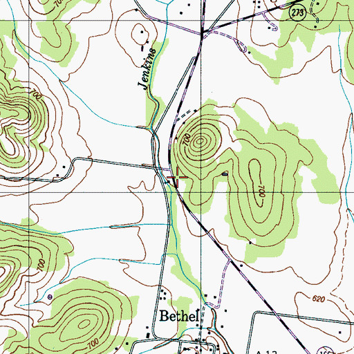 Topographic Map of Willow Grove School (historical), TN
