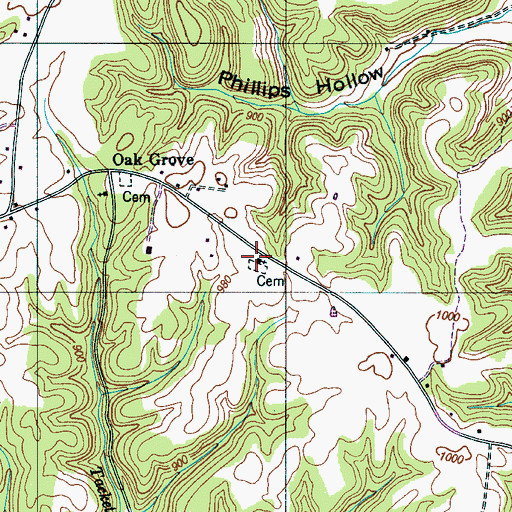 Topographic Map of Oak Grove Church, TN