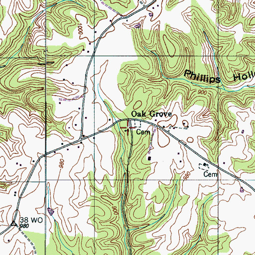Topographic Map of Oak Grove School (historical), TN