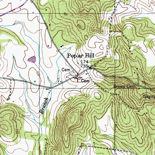 Topographic Map of Poplar Hill Church, TN