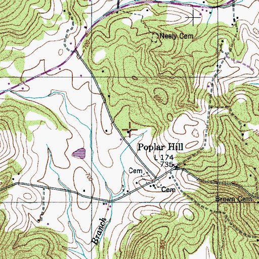 Topographic Map of Poplar Hill School (historical), TN