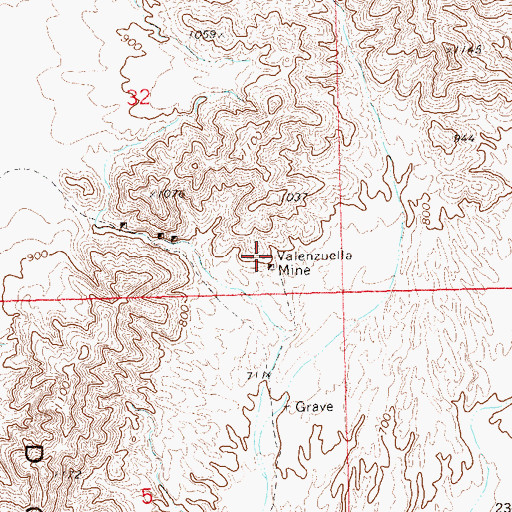 Topographic Map of Valenzuela Mine, AZ