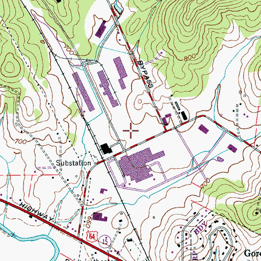 Topographic Map of Pulaski-Giles County Industrial Par, TN