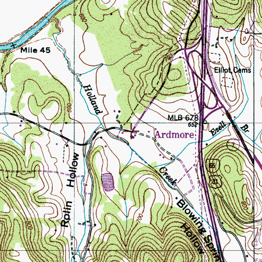 Topographic Map of Rolins Store (historical), TN