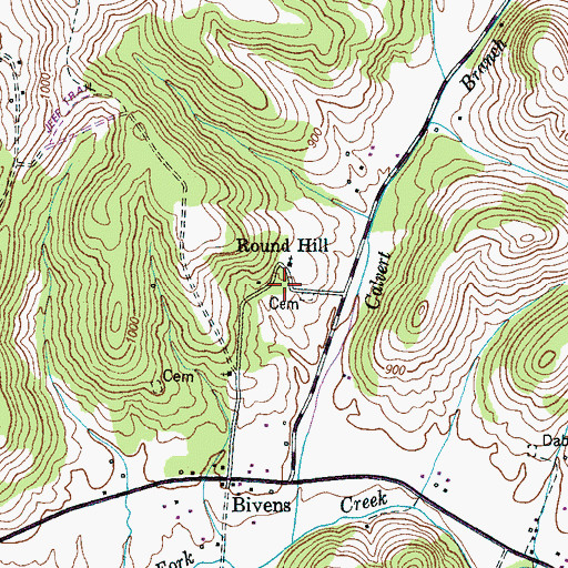 Topographic Map of Round Hill School (historical), TN