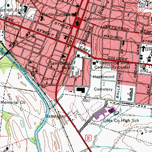 Topographic Map of South Patterson Park, TN