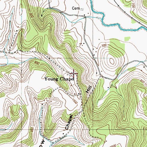 Topographic Map of Young Chapel, TN