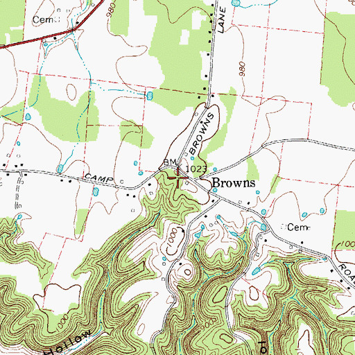 Topographic Map of Browne School (historical), TN