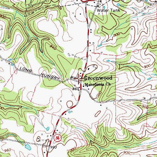 Topographic Map of Greenwood School (historical), TN