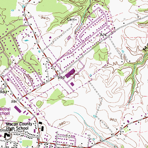 Topographic Map of Lafayette Industrial Park, TN
