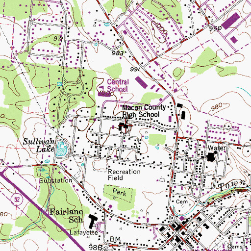 Topographic Map of Macon County High School, TN
