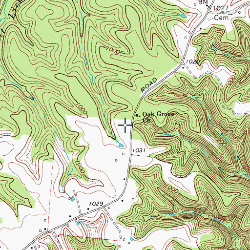 Topographic Map of Oak Grove School (historical), TN