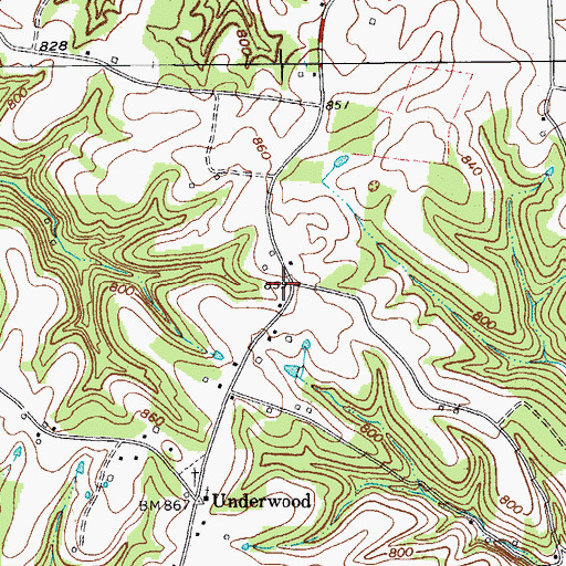 Topographic Map of Roarks Store (historical), TN