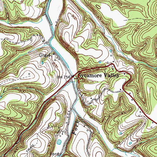 Topographic Map of Sycamore Valley School (historical), TN