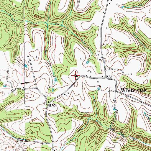 Topographic Map of Whiteoak Church, TN