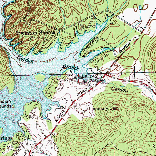 Topographic Map of Bayside Dock, TN