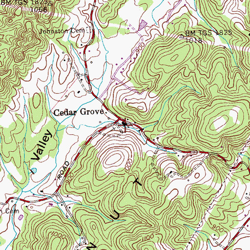 Topographic Map of Cedar Grove Church, TN