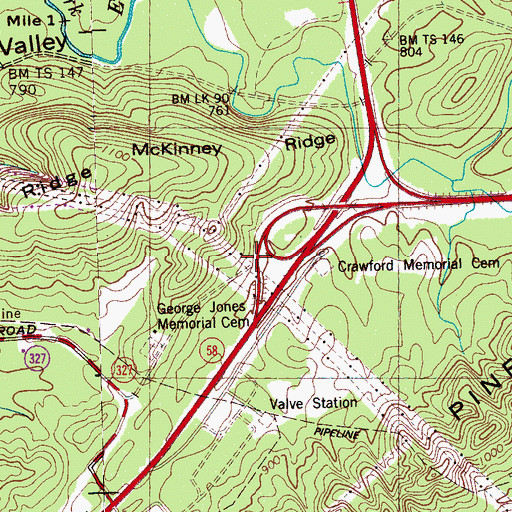 Topographic Map of Cumberland Church (historical), TN