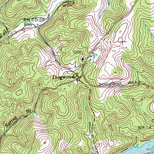 Topographic Map of Dogwood School (historical), TN