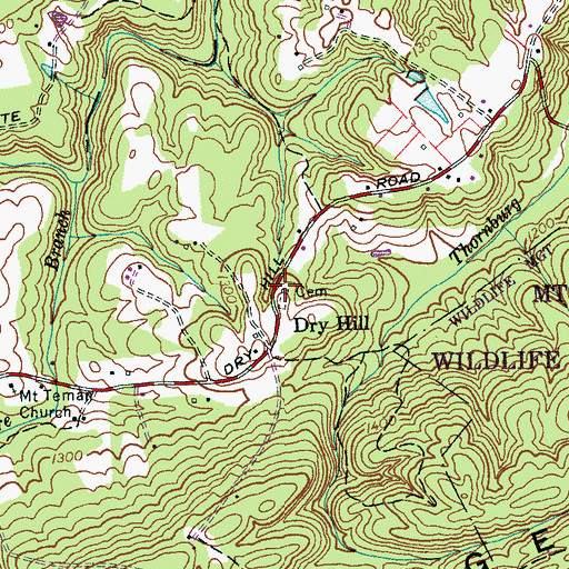 Topographic Map of Dry Hill Church (historical), TN
