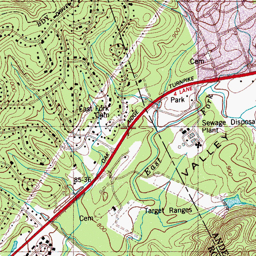 Topographic Map of East Fork Church (historical), TN