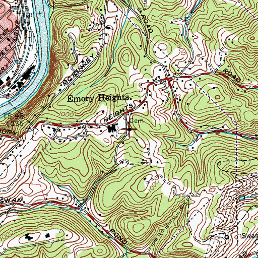 Topographic Map of Emory Heights Church, TN