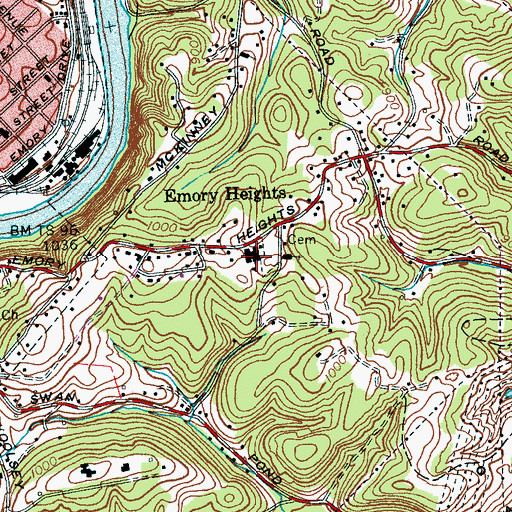 Topographic Map of Emory Heights Elementary School, TN