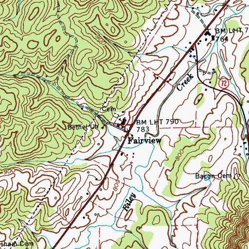 Topographic Map of Fairview School, TN
