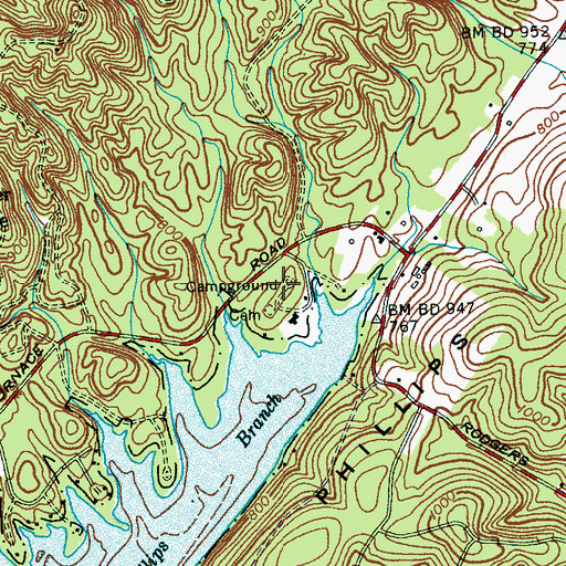 Topographic Map of First Baptist Church Camp, TN