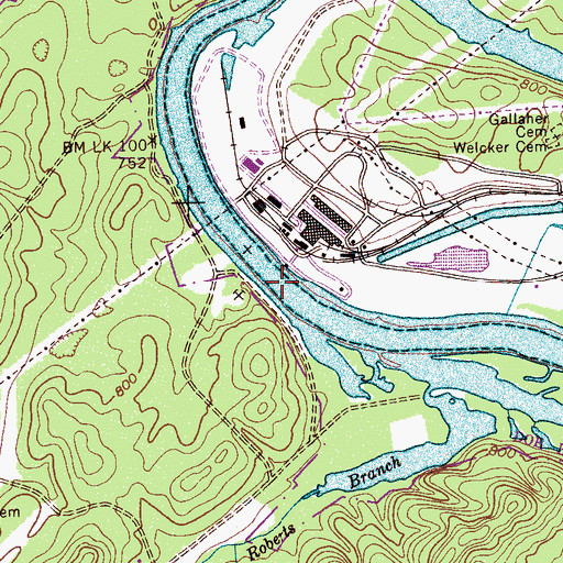 Topographic Map of Gallagher Ferry (historical), TN