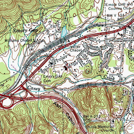 Topographic Map of Harriman Occupational School, TN