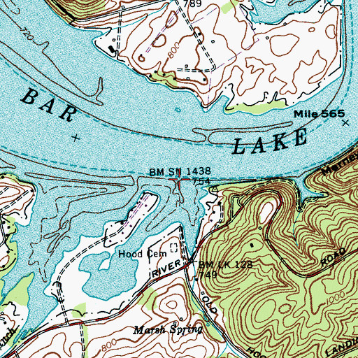 Topographic Map of Hood Landing (historical), TN