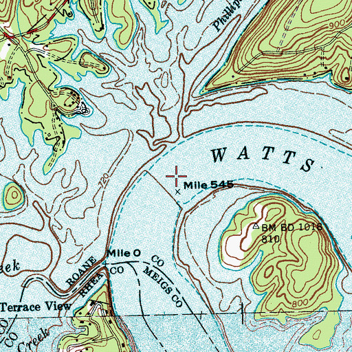 Topographic Map of Jackson Ferry (historical), TN