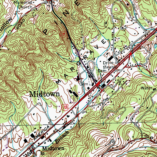 Topographic Map of Midtown Elementary School, TN