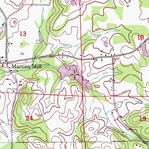 Topographic Map of Carrols Lake, AL