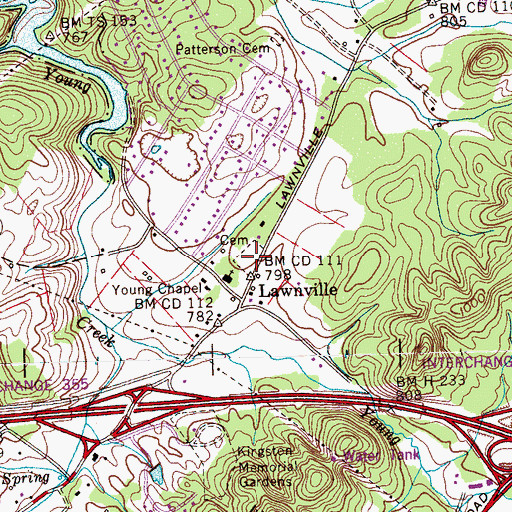 Topographic Map of New Greenwood Cemetery, TN