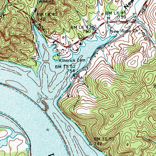 Topographic Map of New Hope School (historical), TN