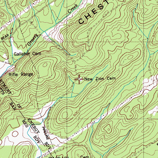 Topographic Map of New Zion Church (historical), TN