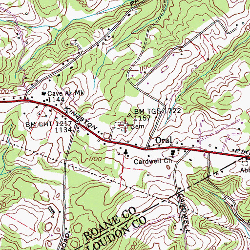 Topographic Map of Oral Cemetery, TN