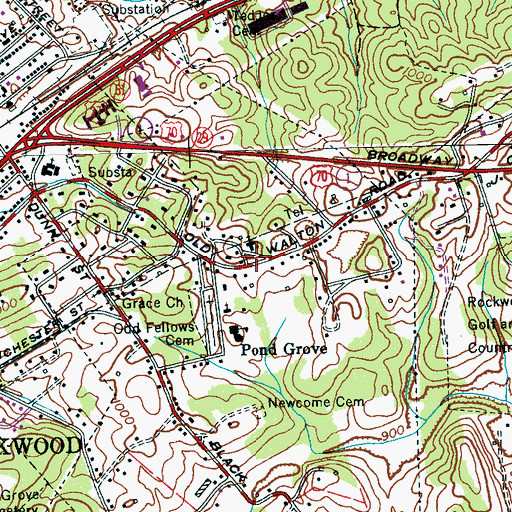 Topographic Map of Pine Grove School (historical), TN