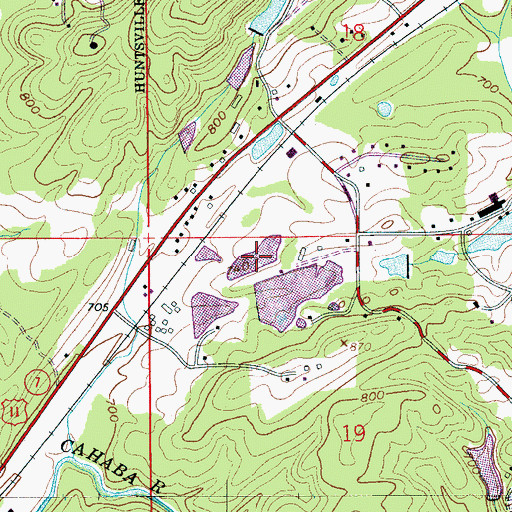 Topographic Map of Riggins Pond, AL