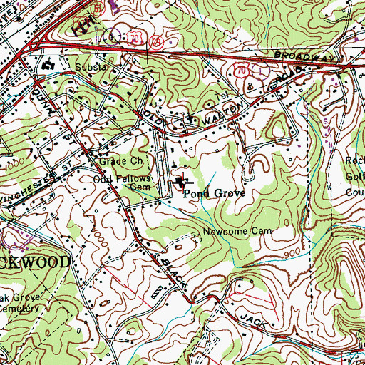 Topographic Map of Pond Grove School, TN