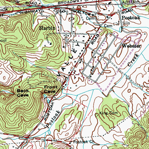Topographic Map of Post Oak School (historical), TN