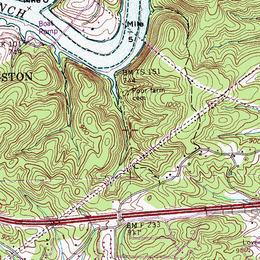 Topographic Map of Roane County Farm (historical), TN